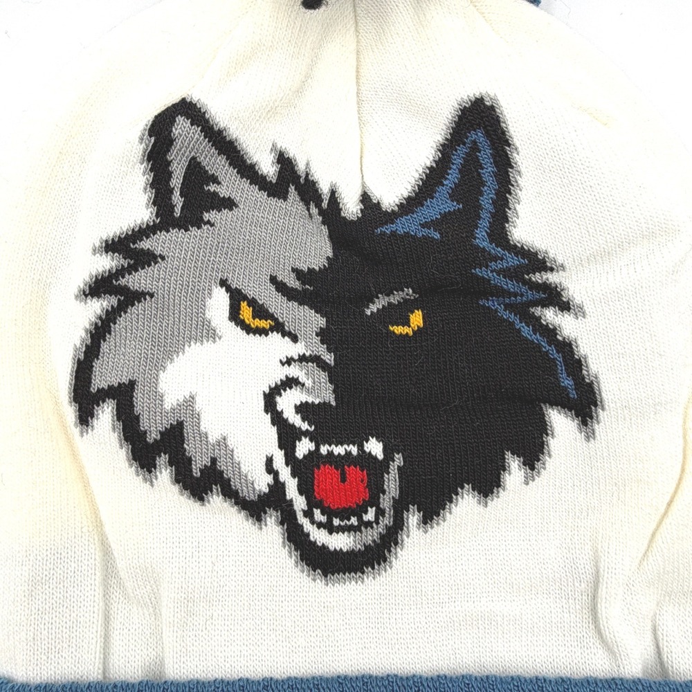 Adidas Minnesota Timberwolves Beanie Mens OSFM White NEW NBA Knit Pom Hat KQ37Z - Picture 4 of 7